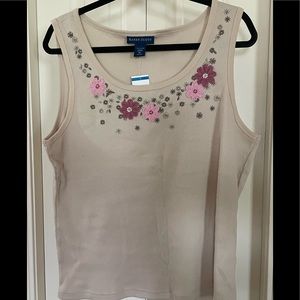NWT Karen Scott Embroidered Embellished Tank Top XL